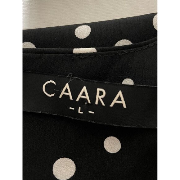 CAARA Millazo Black Polka Dot Asymmetrical Shift Crew Neck Dress Size Large - Picture 8 of 16